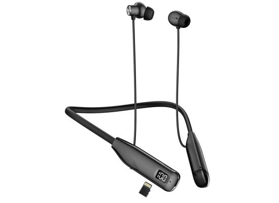 WiWU Warrior GB-06 Wireless Neckband Headphones, 100H Playtime, AI-Enhanced Calls, Magnetic Type-C and Lightweight, Bluetooth 5.4 - Black